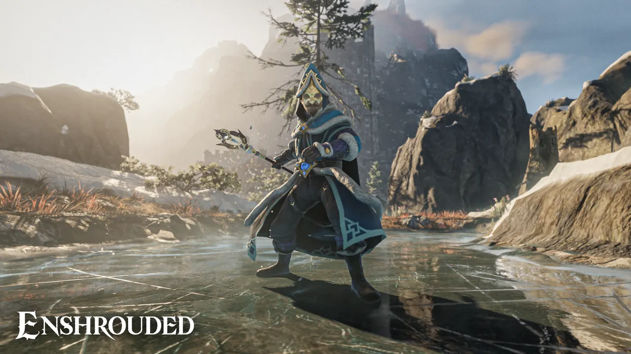 Player wearing a full armor set while standing in a crafted stone hall